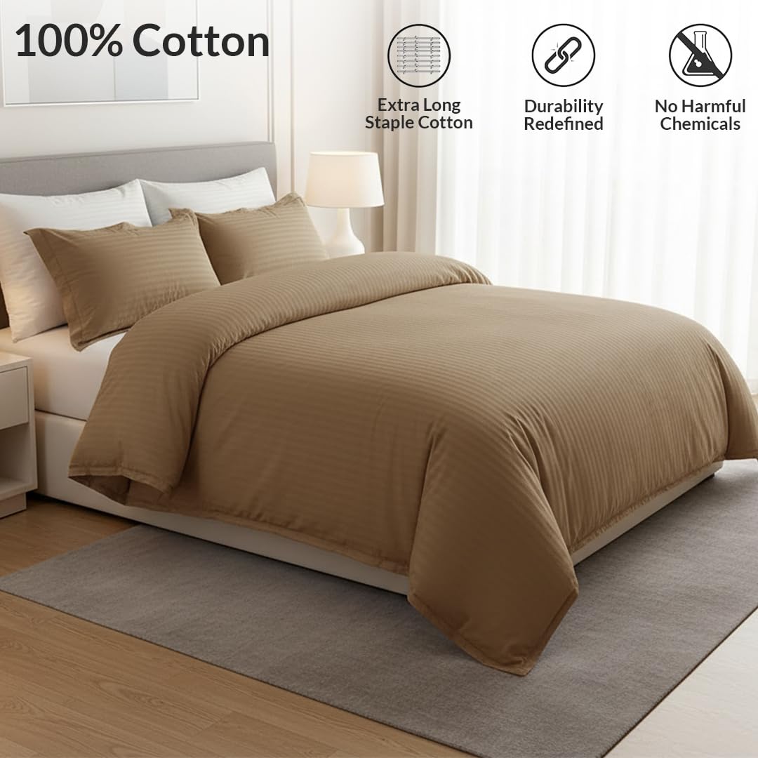 HOMEMONDE Queen Duvet Cover - Premium Cotton Stripe -2 HOMEMONDE Queen Duvet Cover - Premium Cotton Stripe -2