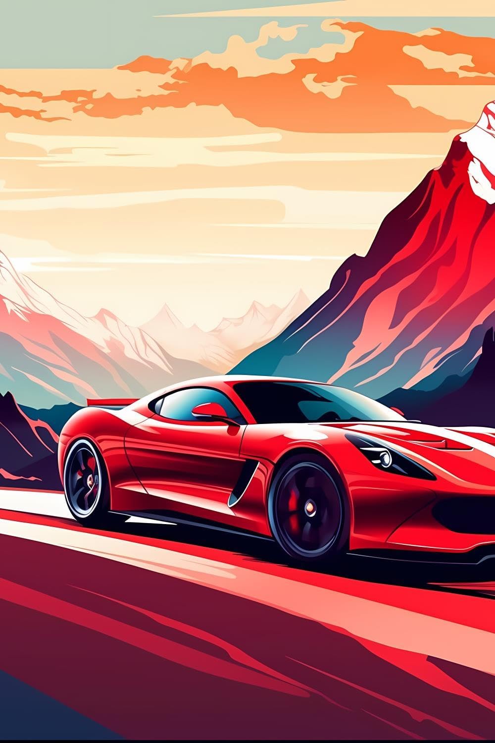 DIY 5D Diamond Painting Kits for Adults The Red Sports Car Car Diamond Painting Diamond Art Kits Gem Art Kits for Gift Home Wall Decor 20x30 inch