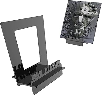 Boloyo Acrylic Now Playing Vinyl Record Stand , Clear Record Display Stand for Vinyl Records and LP Records 3D NOWPLAYING Record Holder LP No-Tool Assembly Display Storage Stand(Black)