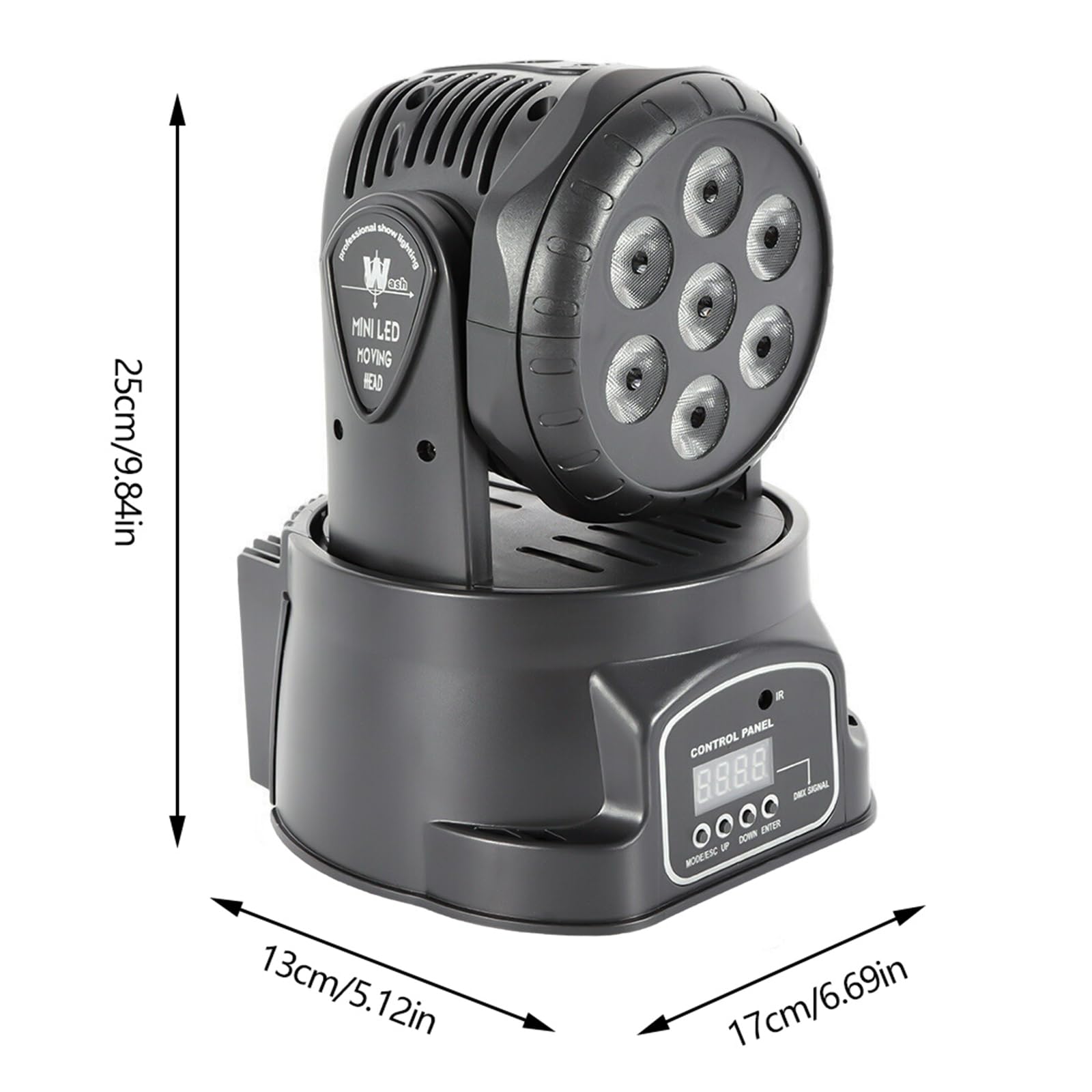 Moving Heads, 105W Bühnenbeleuchtung 7 LED RGBW Moving Head Bühnenlicht mit LED-Anzeige Bildschirm und Fernbedienung, für Hochzeiten, Geburtstagsfeiern, Bankette, Bars, KTV, 19 * 19 * 17cm