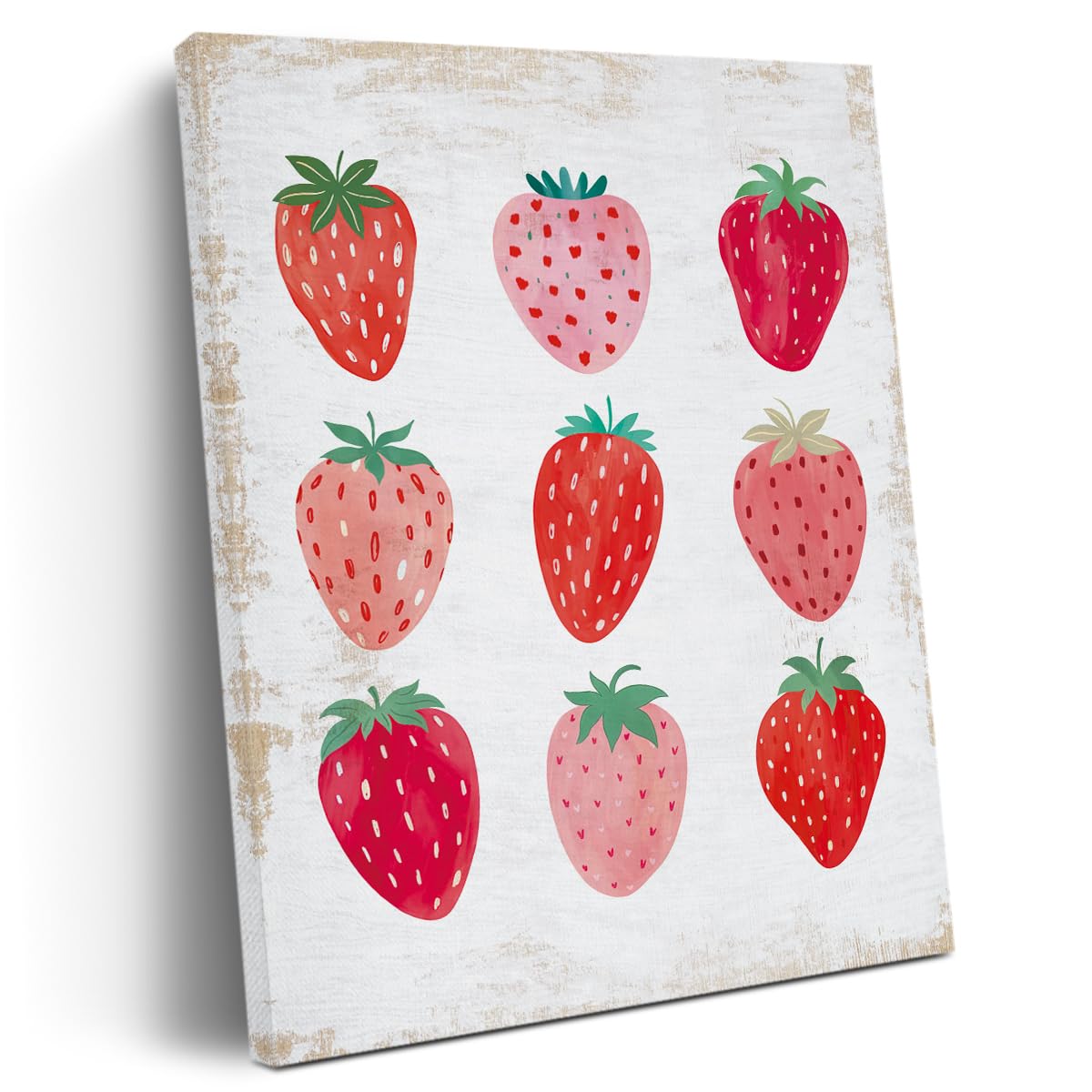 Photo 1 of Positive Strawberries Decor Strawberry Lover Gifts for Women Girls Canvas Wall Art Wall Decor, Cute Vintage Framed Prints Poster Painting Artwork for Home Office Kitchen Bedroom Girls Room,11.4x15IN