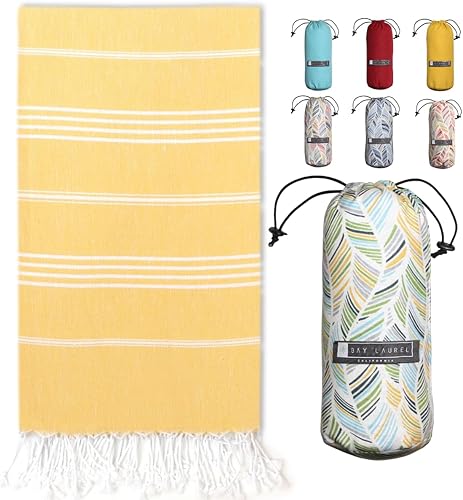 Vista 12 de BAY LAUREL Turkish Beach Towel with Travel Bag 39 x 71 Quick Dry Sand Free Lightweight Large Oversized Towels Light - (Aqua with Blue Floral Bag)