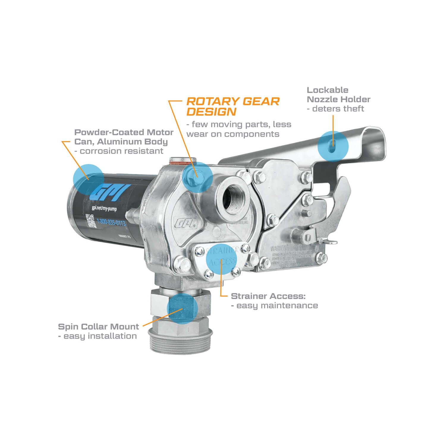 GPI - M-1115 Series Fuel Transfer Pump, Pump Only, 12 GPM, 115 Volt (110000-87)