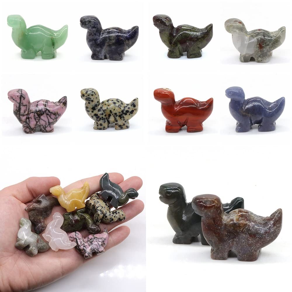 1.5 "figurka dinozaura naturalny kwarc różowy zielony awenturyn kryształy lecznicze kamień dekoracja domu kamień ozdoba (Color : Pink Black Rhodonite, Size : 10PC)