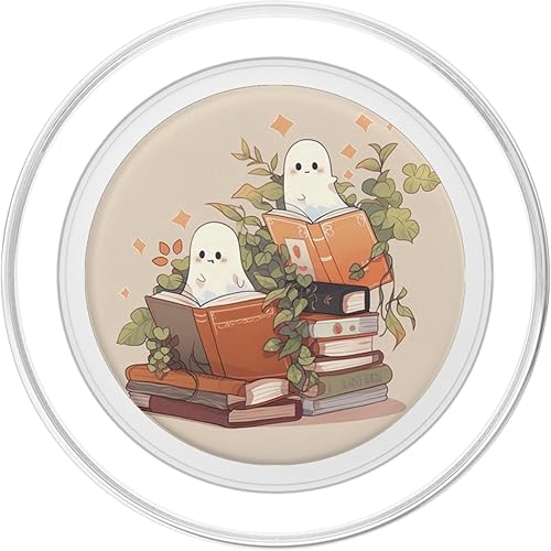 Miniatura 8 de Fantasmas lindos libros de lectura de Halloween bibliotecario amante de los libros PopSockets PopGrip intercambiable
