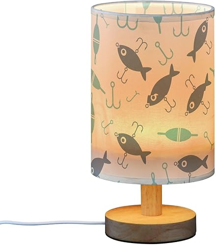 Miniatura 2 de Fishing Fish Small Desk Lamp for Bedroom Nightstand Bedside Lamps with USB Table Lamp with Fabric Night Light for Living Room