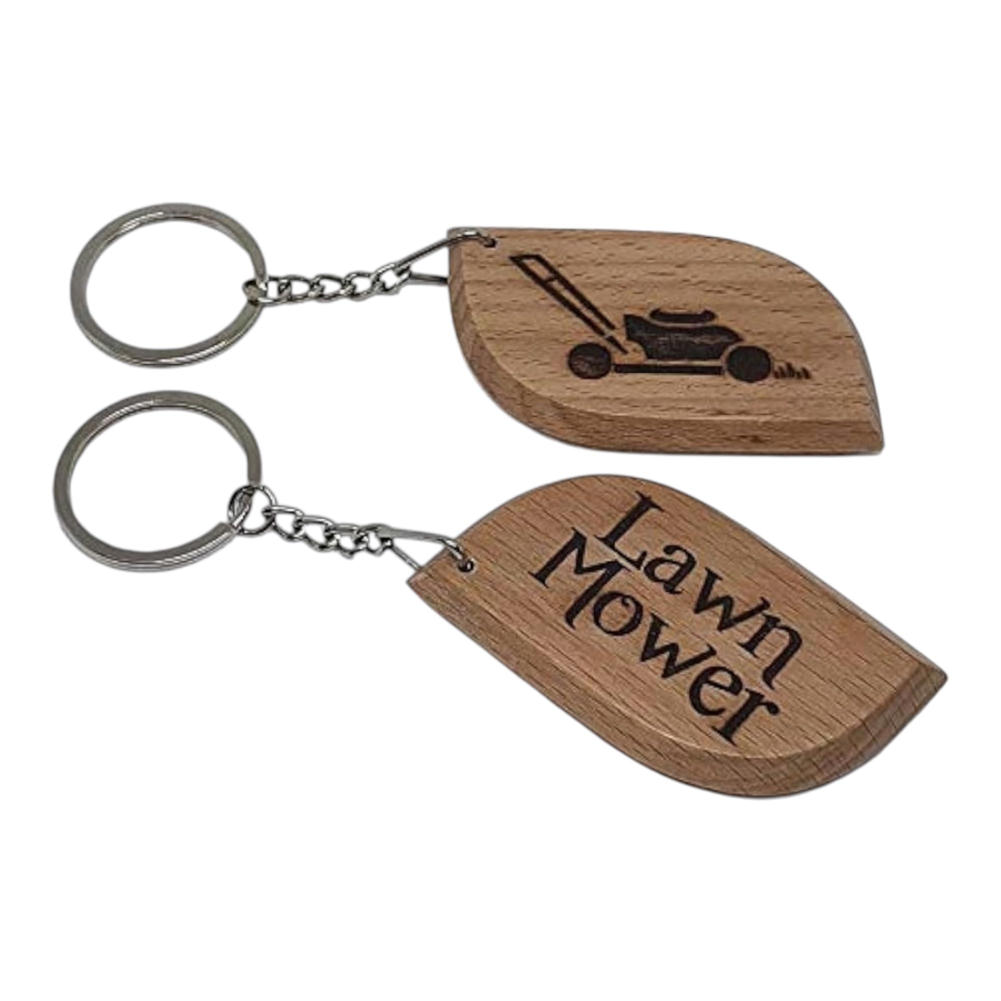 S M Gift Shop Brown Lawnmower Key Ring Engraved Keyring Keychain Tag Fob