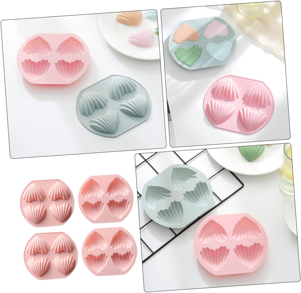 Garneck 4pcs Heart Shape Silicone Cake Molds Nonstick Cavity Baking Mold for Fondant Biscuits and for Home Baking Valentine Day Treats and Special Occasions Pink
