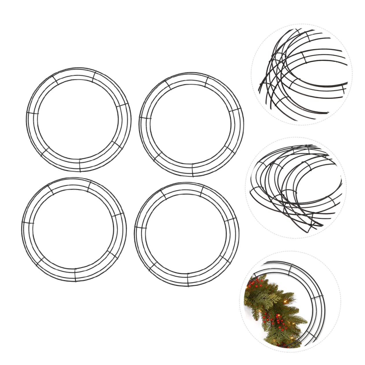 PRETYZOOM 3 Juegos Aro De Guirnalda Aros Artesanales Anillos De Macramé Coronas para Decorar Forma De Alambre para Hacer Coronas Colgador De Decorativo Black Planchar 4 Uds * 3