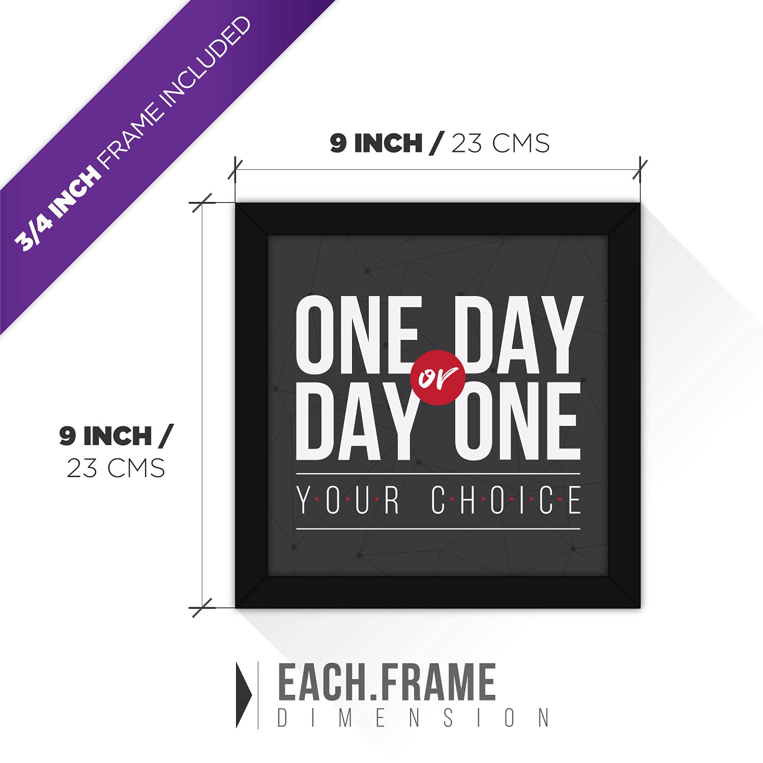 FATMUG Synthetic Quote Small Square Wall Painting Frames with Glass, (Multicolour, 9x9 inch)