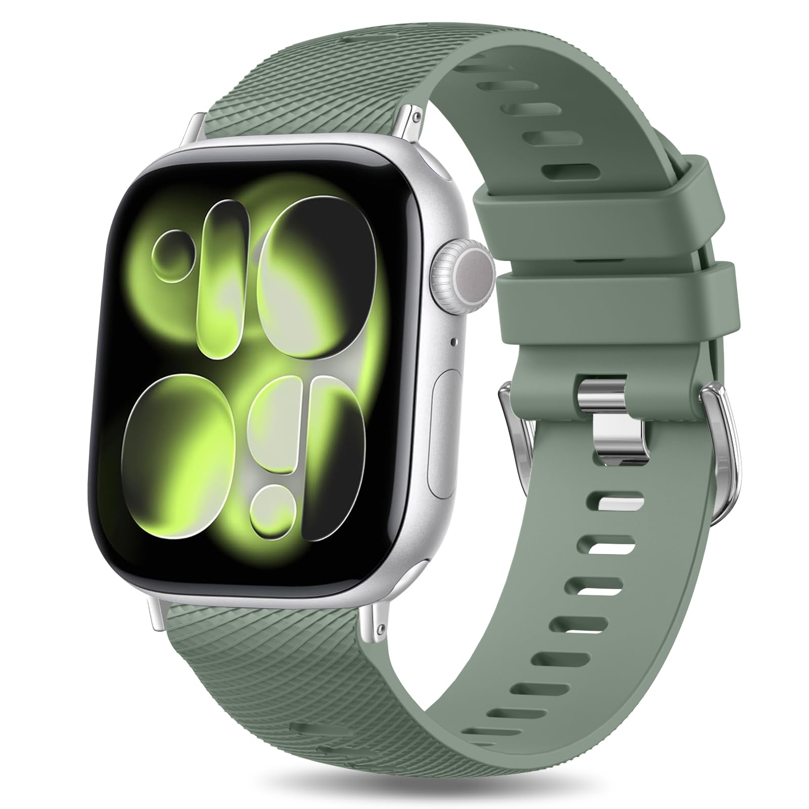 Strap for Apple Watch Straps 42mm 44mm 45mm 46mm 49mm, Silicone Replacement Sport Band for iWatch Series 11 10 9 8 7 6 5 4 3 2 1 SE Ultra, iwatch Strap Women Men Oliver green