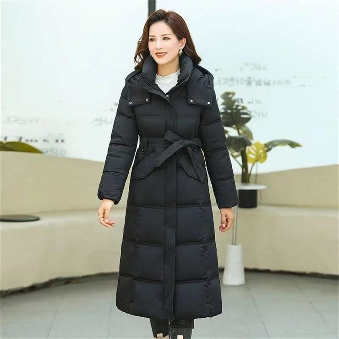 Women Winter Cotton Coat Korean Style Thickened Loose Fit Long Model Hooded Down Padded Jacket