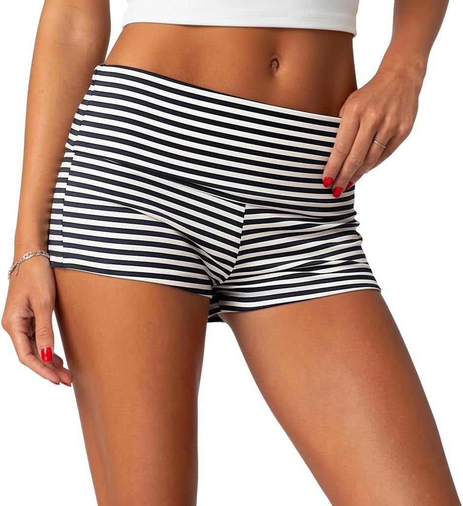 Women's Fold Over Shorts Y2K Micro Mini Shorts Elastic Waist Lounge Pajama Bottoms 2026 Summer Yoga Athletic Short