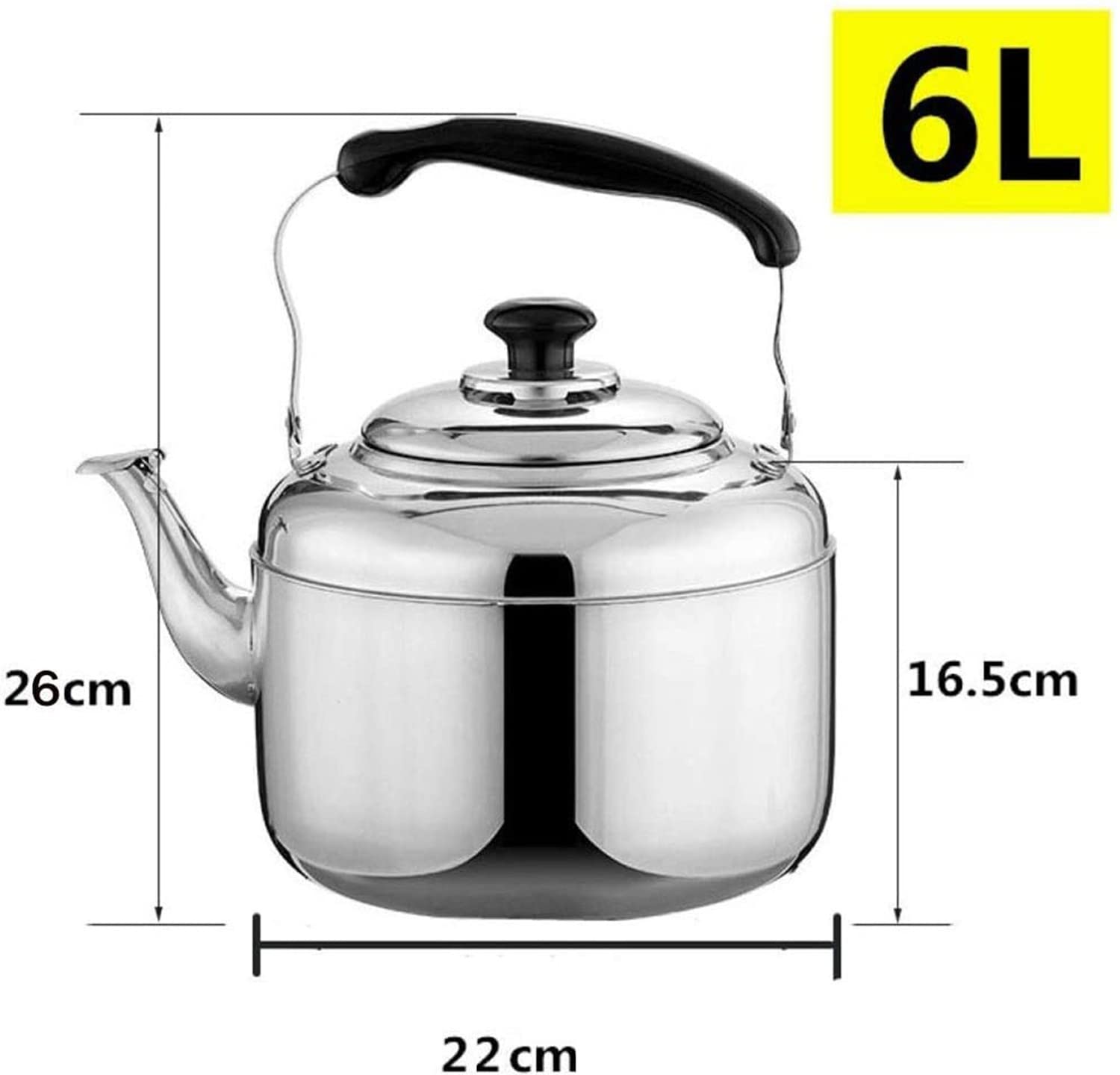 Tetera silbante de 10 litros, mango ergonómico de acero inoxidable resistente, ideal para todas las estufas, perfecto para té, café, uso en interiores y exteriores