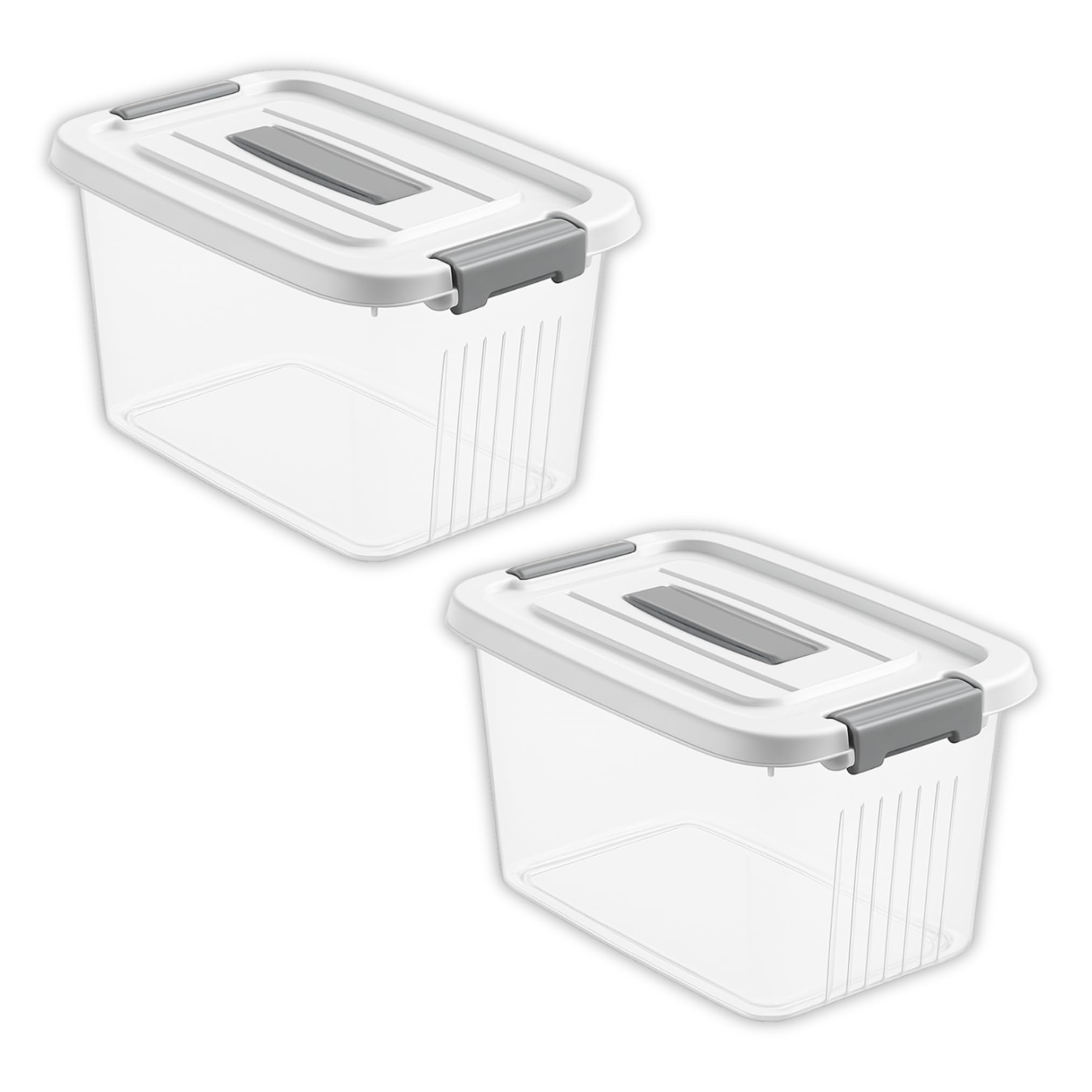 KREPS® Plastic Storage Bins With Latching Lids Stackable Containers, Large Storage Box For Bedroom, Basement, Classroom, Camping, Office (TRANSPARENT, LARGE - 14.5 X 10.5 X 8.2 INCH, PACK OF - 2)