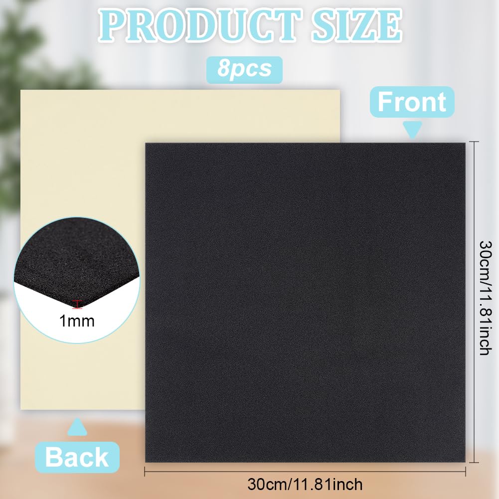 BENECREAT 8pcs 2mm Thick Self Adhesive Foam Board, Black Foam Pad - View #12
