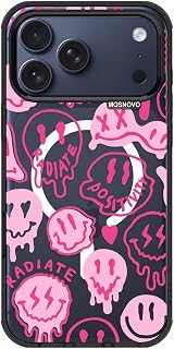 MOSNOVO for iPhone 17 Pro Max Case for MagSafe, Pink Dripping Smiles, Black