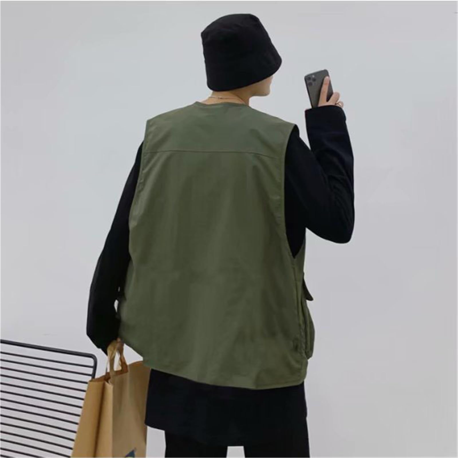 Wygwlg Gilet Estivo da Uomo Stile Utility