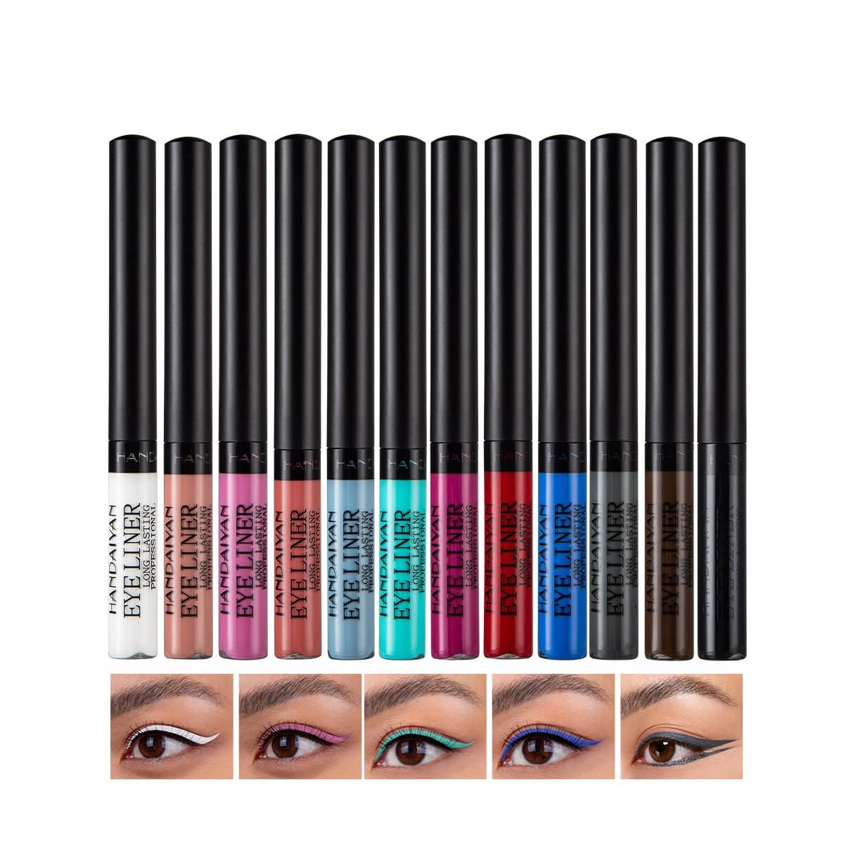 My Colors Colorful Liquid Eyeliner Set, 12 Colors Matte Neon Eyeliner Pencil Pigmented Waterproof Smudgeproof Long Lasting Gel Eye Liner Eye Makeup Gift Kit For Women (B, 12 Pcs),Multi-Coloured