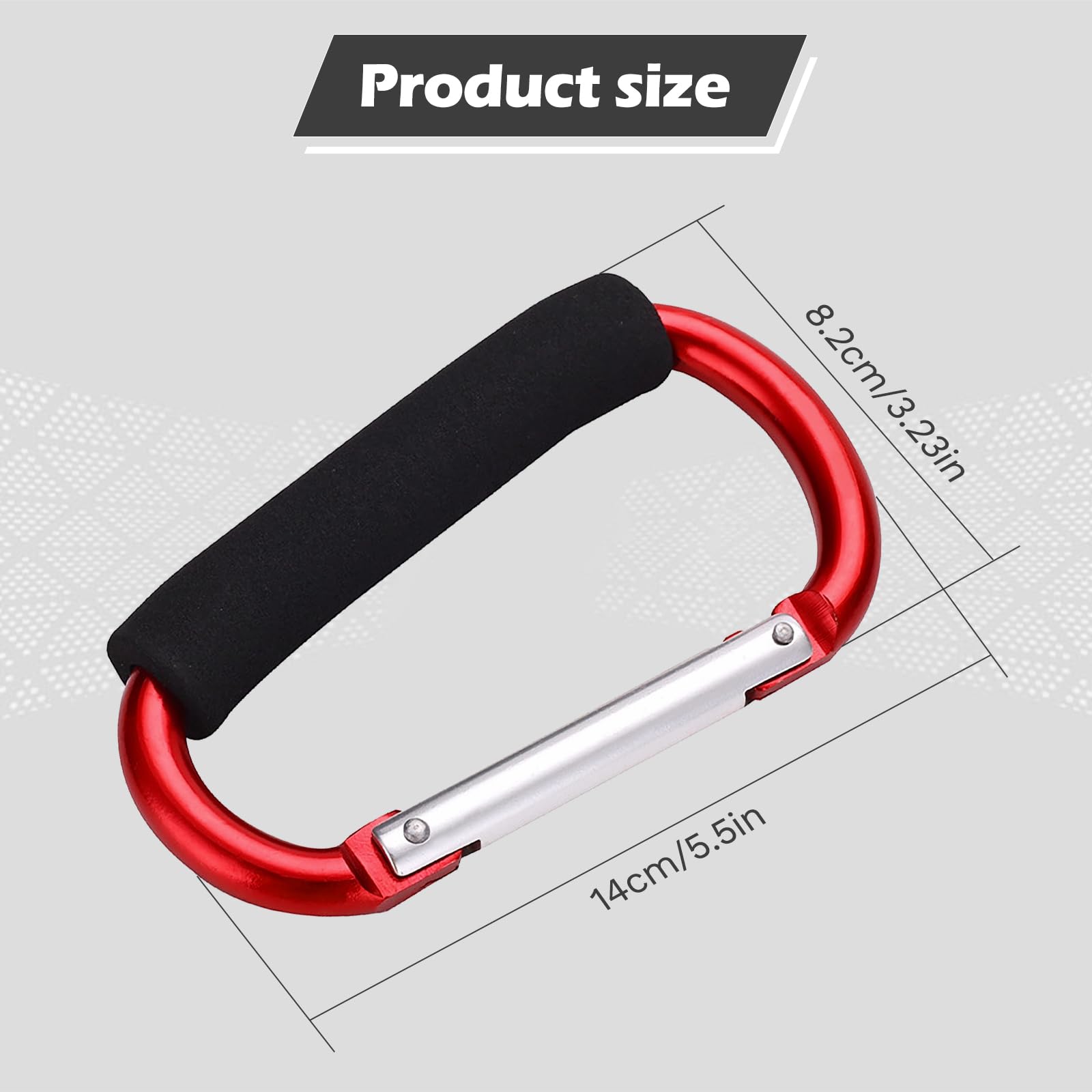 Carabiner Clip, 5.5 inch Locking Clip Soft Sponge Handle Large Carabiners Clip Set for Outdoor, Fishing, Hiking, Camping, Badge, Water Bottle 2 Pcs (Black)