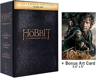 The Hobbit Trilogy Extended Motion Pictures: 15 Disc Complete Epic DVD Collection + 28Hrs Bonus Content (Featurettes, Interviews, Behind The Scenes, and Never Before Seen Footage) & Art Card