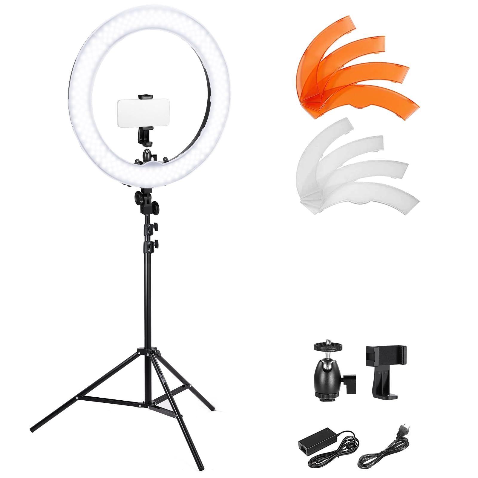 NEEWER 18インチLEDリングライト ケース付き Amazon | Neewer 18インチLEDリングライトキット 調光可能な色