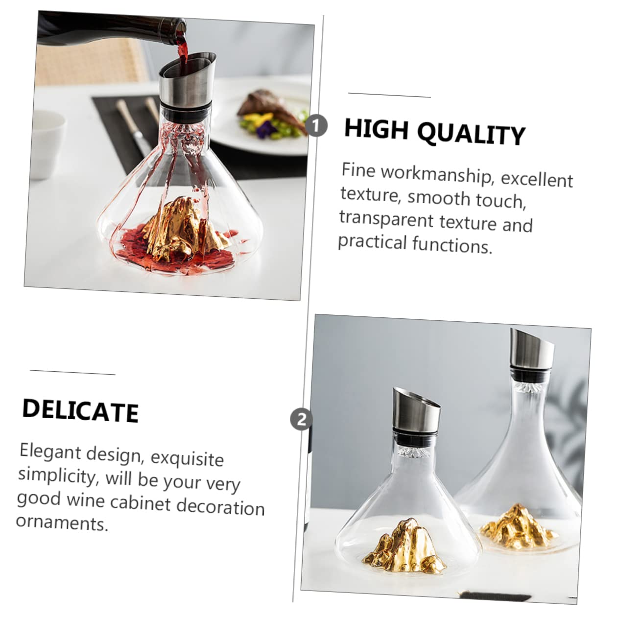 Mipcase Decantador de Vino Boca Inclinada Transparente para Decoración de Mesa para Bares Restaurantes y Hogar