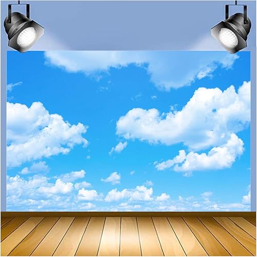 Miniatura 3 de Telones de fondo de fotografía con tema de nubes blancas de cielo azul, 7 x 5 pies, cielo claro, para niños, fiesta de cumpleaños, cartel de recién