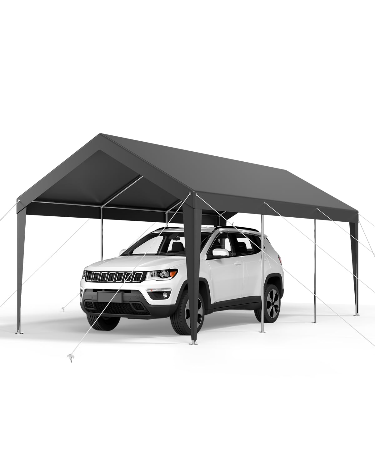 Condition photo showing New/Like New for vevor carport, 10 x 20 ft outdoor car canopy, potable carport, heavy duty galvanized car shelter, uv-resistant & water-resistant, all-season protection, storage shed for car boat motorcycle grey