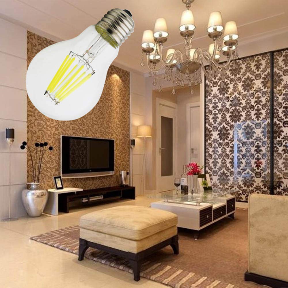 A60 A19 Vintage E26 E27 Medium Base Retro Edison LED Filament Light Globe Bulb 8W Warm White 2700k — view 2