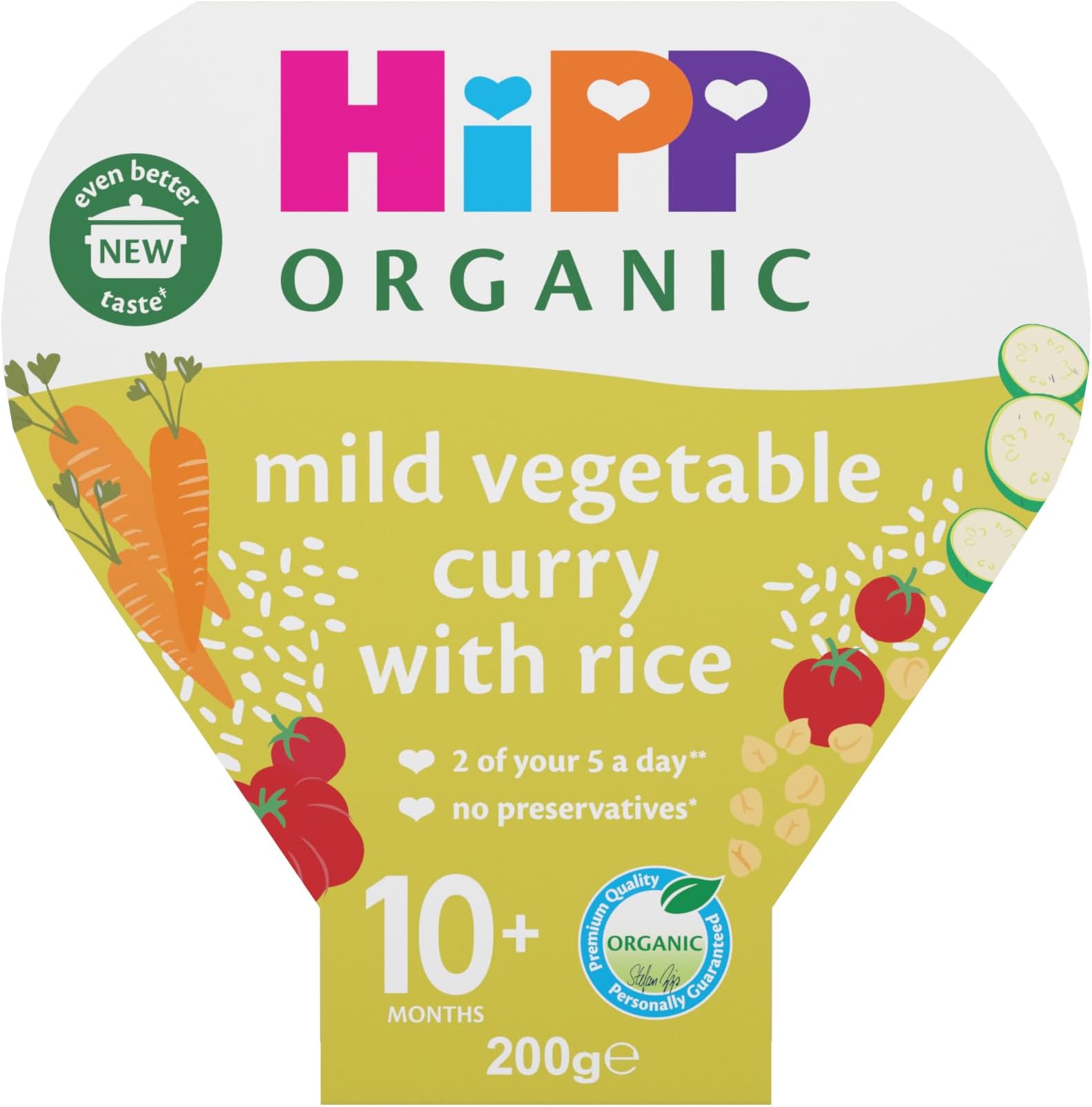 HiPP Organic Mild Vegetable Curry with Rice Toddler Tray Meal 10+ Months 200g (Pack of 5)