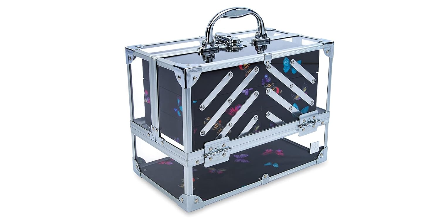 Caboodles Neat Freak Train Case | 6-Tray Cosmetic Organizer with Locking Latch : Beauty & Personal Care