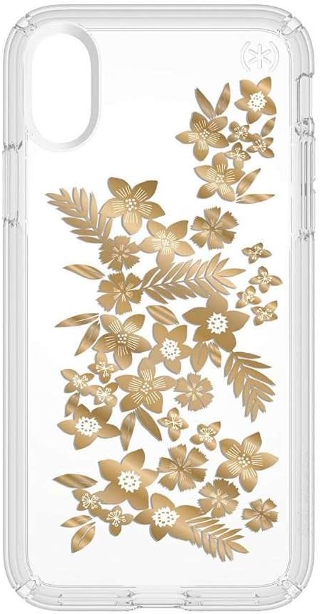 Speck iPhone X Presidio Clear + Print Case, IMPACTIUM 8-Foot Drop Protected iPhone Case that Resists UV Yellowing, Shimmer Floral