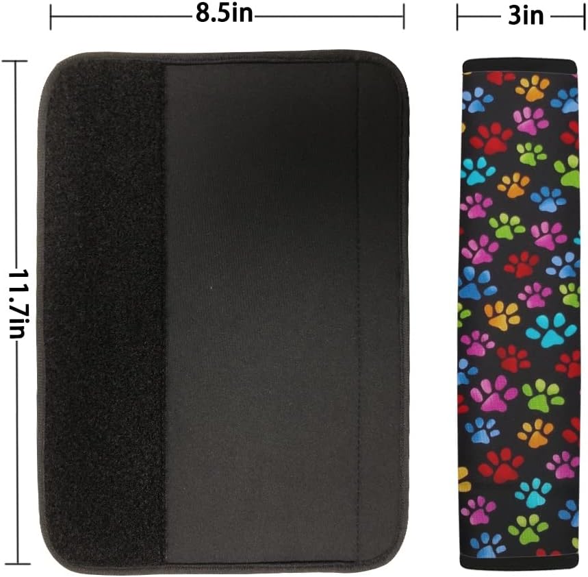TOADDMOS 2-Piece Cute Colorful Puppy Paw Print Design Universal Car Seat Belt Cover Pad,Super Soft Comfortable Shoulder Seatbelt Pads Cushions for Adults and Children