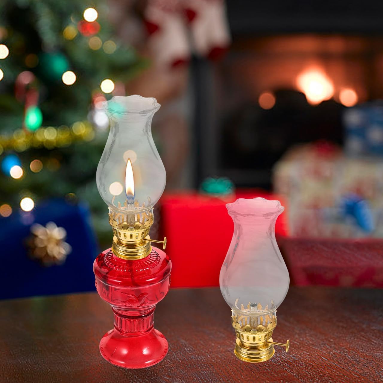 GARVALON Oil Lamp Burner Replacement with Metal Adjustable Regulator Glass Shade and Wicks Set for Kerosene Lamp Accessories Home Use
