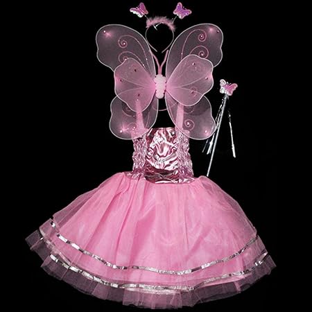 Amazon ハロウィン 衣装 子供 着ぐるみ 妖精 コスチューム ちょうちょ羽根 セット 可愛い ワンピース コスプレ衣装 コスチューム 演出服 仮装 パーティーグッズ お遊戯会 キッズ 衣装 小物 カチューシャ 天使 エンジェル ハロウィンコスチューム ピンク キッズ