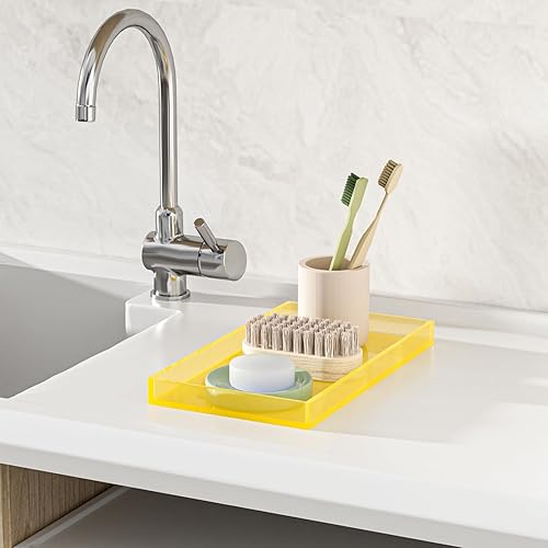 Miniatura 7 de Bandeja de tocador de acrílico, bandeja decorativa para baño, perfume, joyería, bandeja de maquillaje para aparadores, organizador de escritorio