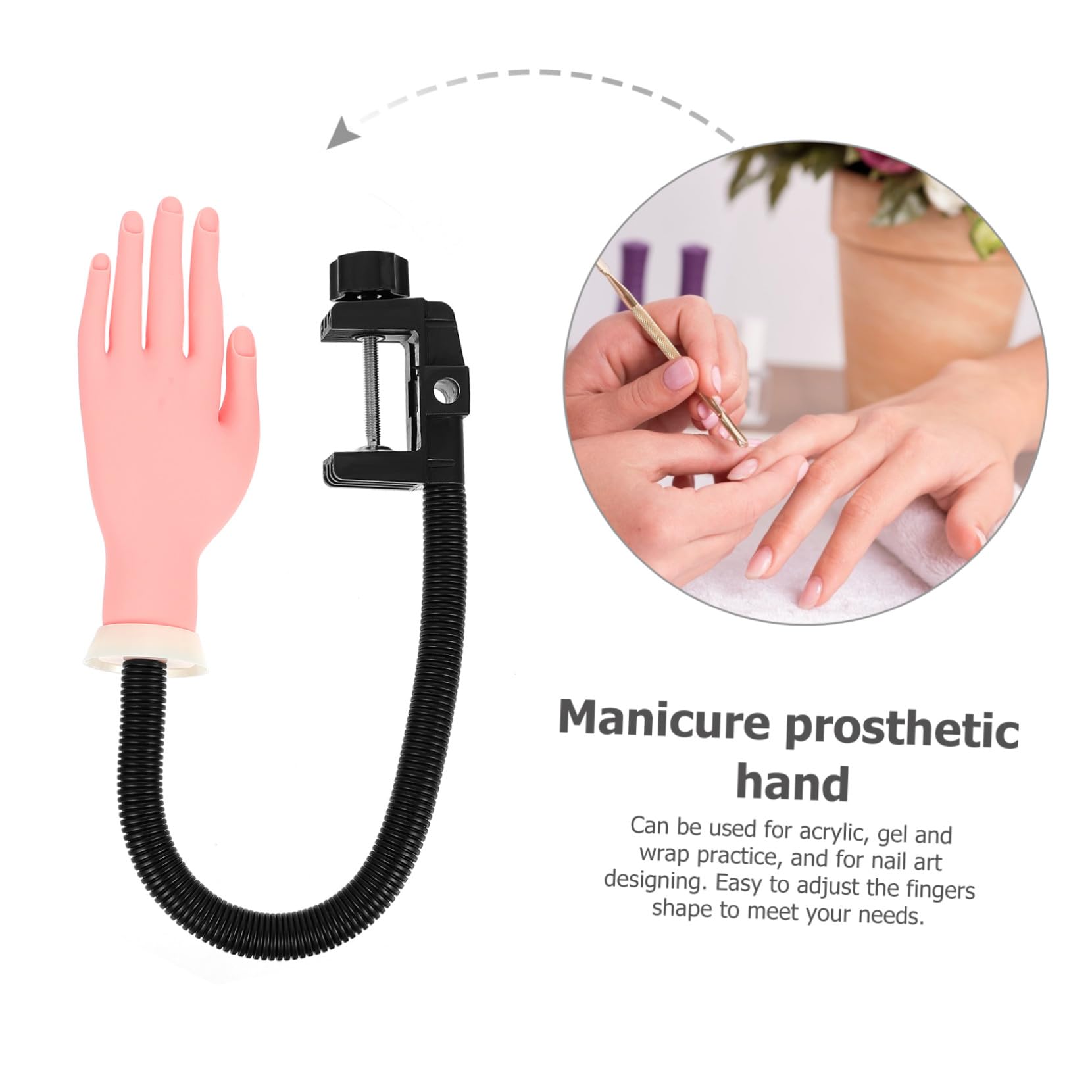 COLLBATH Modelo de Mano de Plástico para Practicar Uñas Diseño Flexible, Adecuado para Entrenamiento de Manicura y Arte de Uñas Profesional