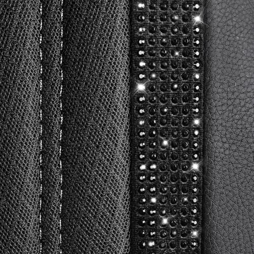 Image of CAR PASS Memory Foam Mesh Bling Diamond Car Seat Cover 2 Front Seats Breathable Soft Sponge Universal Shining Glitter Sparkly Crystal Fit Armrest Automotive Truck SUV Cute Women Girl, Black Rhinestone