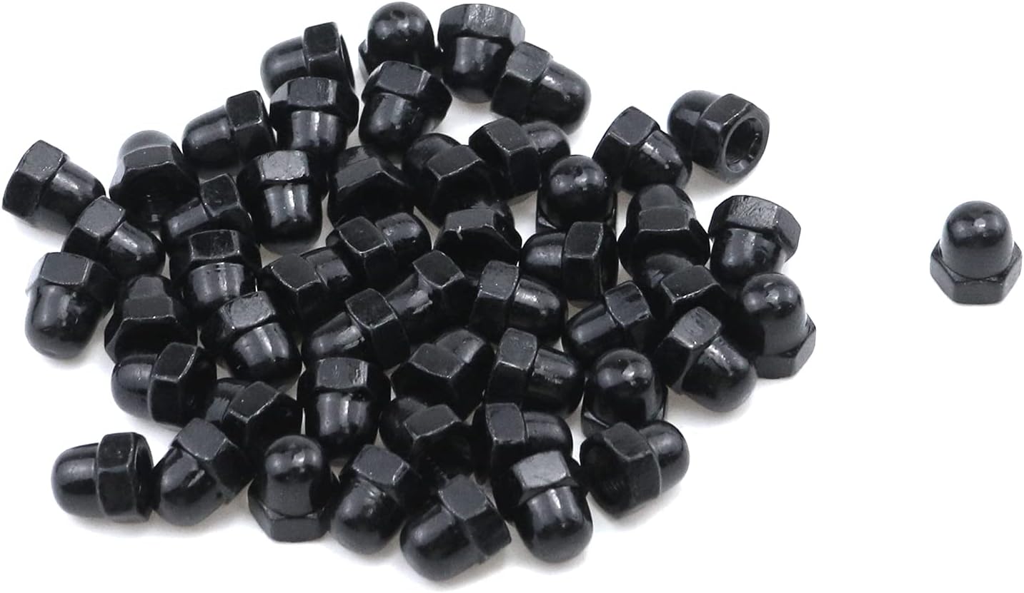 Antrader M10 Thread Dia Acorn Cap Black Zinc Plating Carbon Steel Decorative Dome Head Hex Nuts, 10-Pack