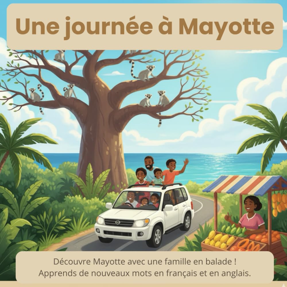 Une journée à Mayotte: Découvre la beauté de Mayotte à travers les yeux d’une famille en balade. Apprends de nouveaux mots en français et en anglais.