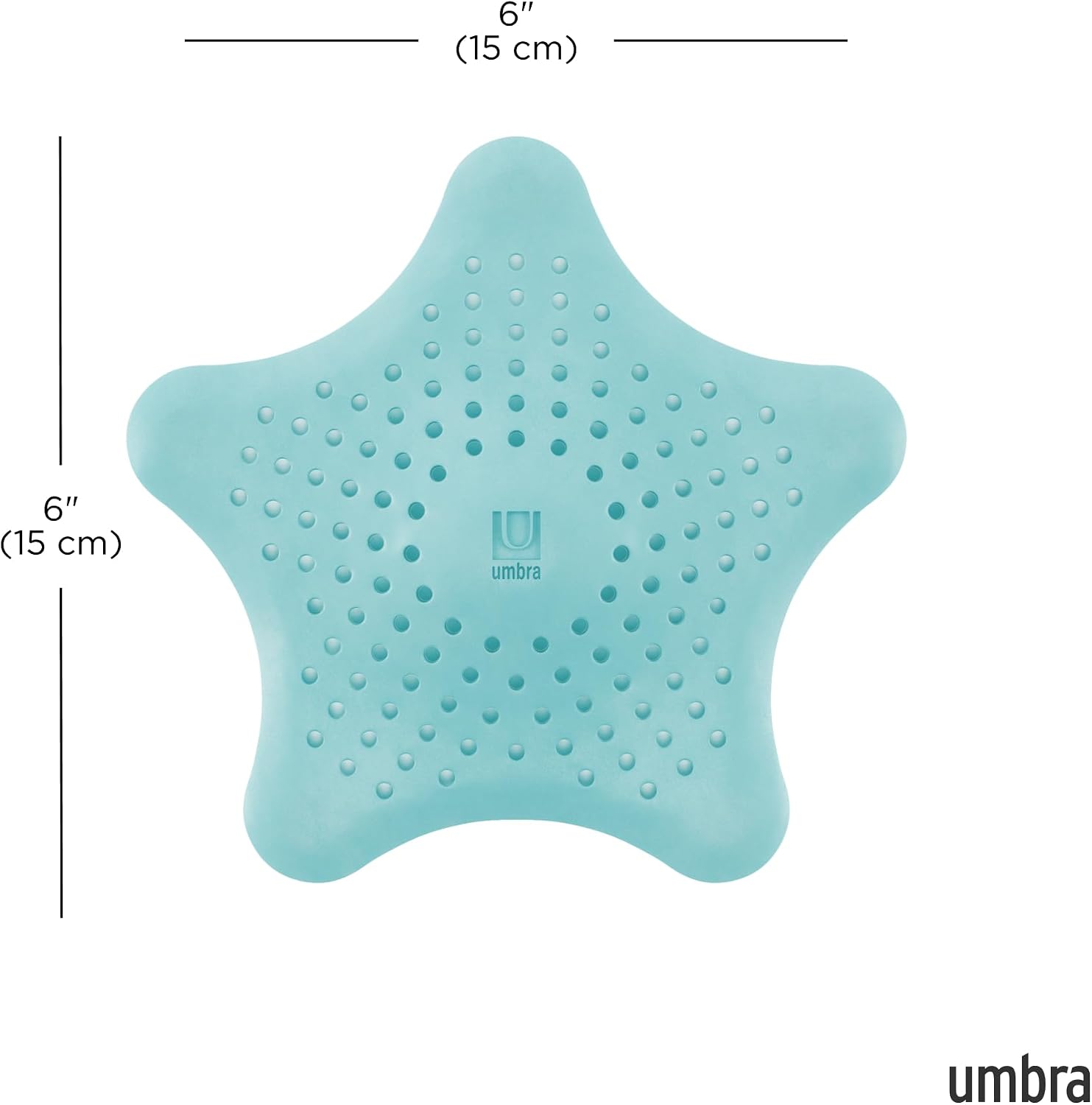 Umbra Starfish Hair Catcher, Fun Drain Cover Fits Most Standard Tub and Shower Drains, 6" Diameter, Lagoon Blue