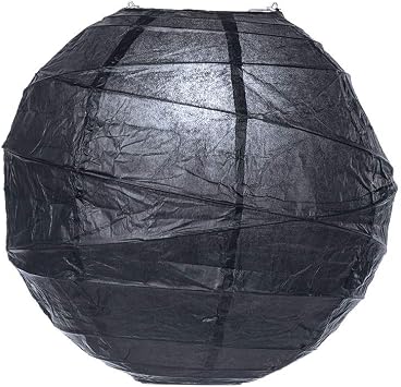 Luna Bazaar Premium Paper Lantern, Lamp Shade 8-Inch, Free-Style Ribbed, Black Tie - Rice Paper Chinese/Japanese Hanging Decoration - for Home Decor, Parties, and Weddings