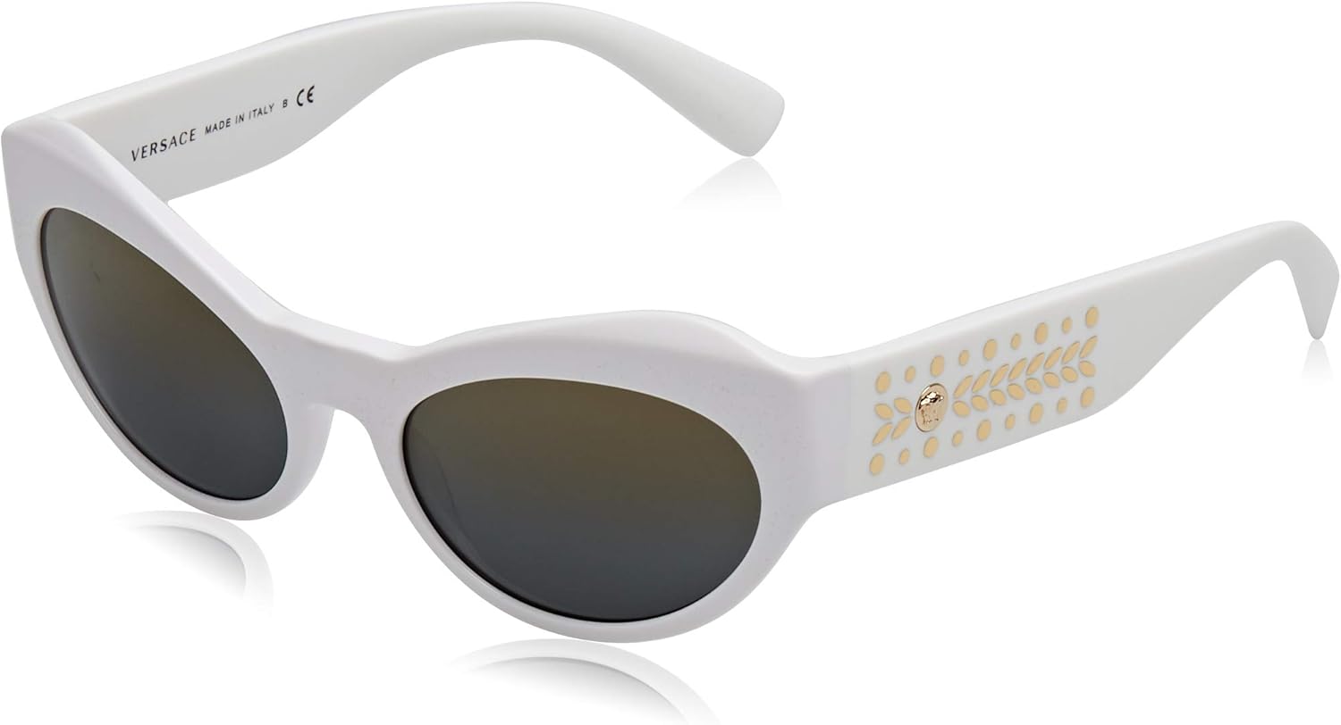 Versace VE4356 Gafas de sol 401Y9-54 - Mujeres, Marco Blanco, Gris Oscuro Espejo Oro VE4356-401-Y9-54