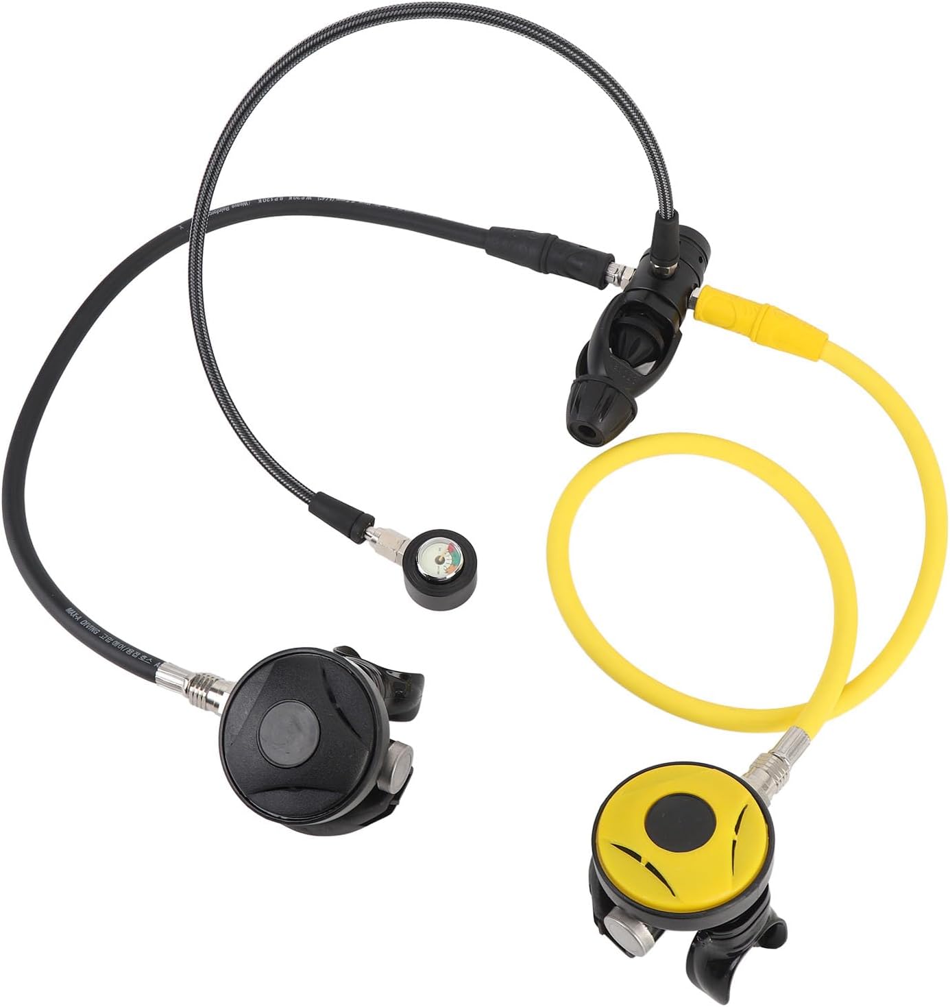 SUNGOOYUE Diving Regulator Set, Aluminum First Stage Dive Regulator with 2 Second Stage Regulators and Pressure, for Underwater Breathing System