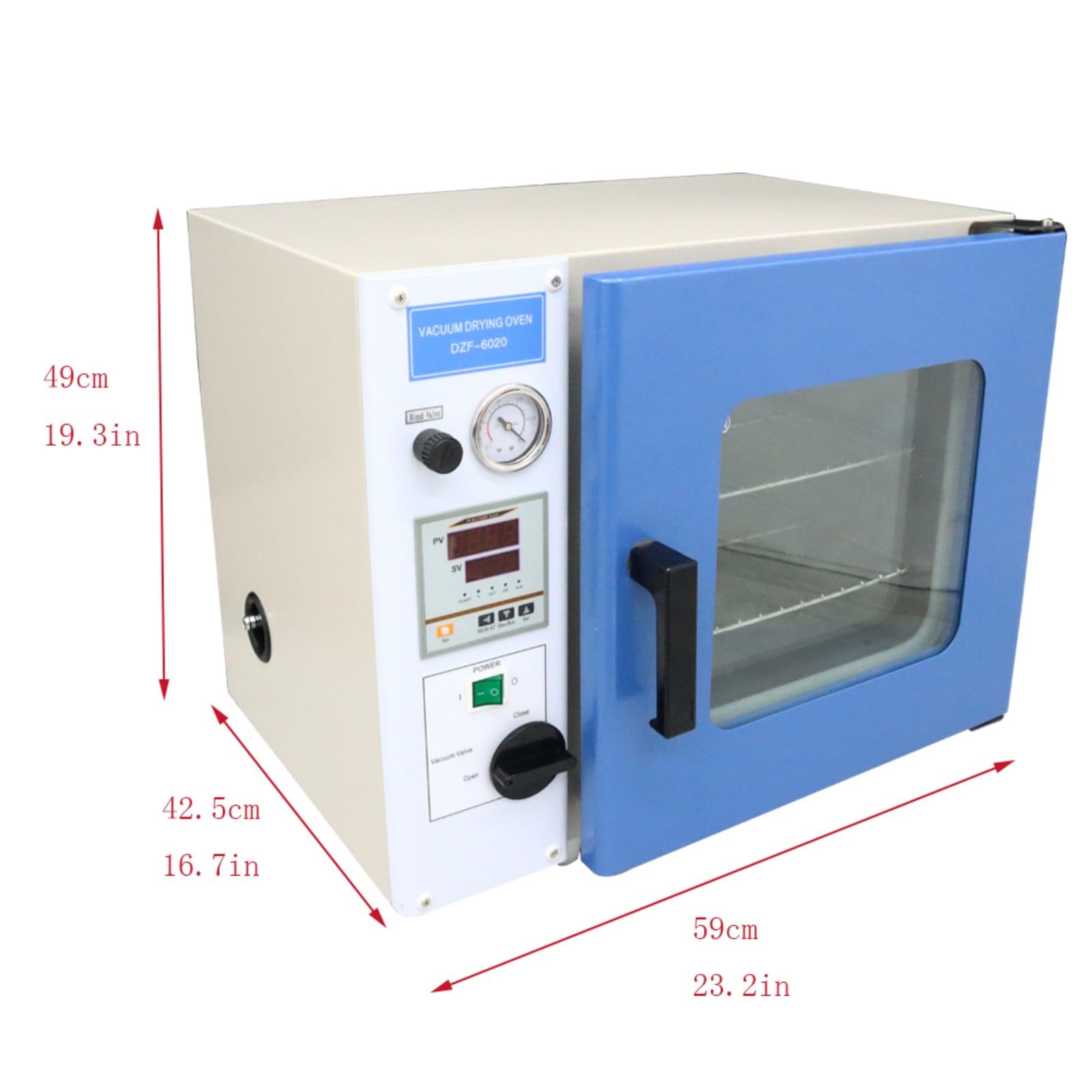 BEILOCKERY 0.9 Cu Ft Digital Vacuum Drying Oven 50-250? Temperature Control Vacuum Oven Digital Lab Oven 11.8 X 11.8 X 10.8 inches Chamber 2 Shelves 110V 1KW