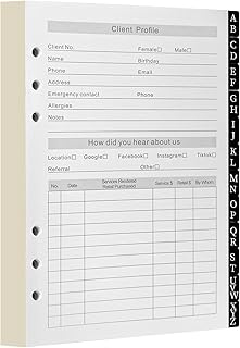 Client Record Book Replacement Pages, Stylist Profile Binder Refills with Alphabetical Tabs for Salons, Hair Stylist, Nail, Small Business, 216 Sheets Client Profile Book Refillable Pages, 5.2"X 8.2"