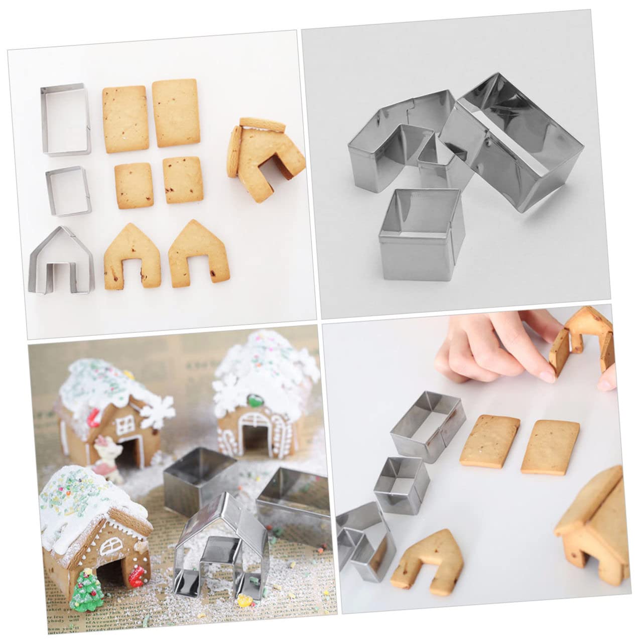 5juegos Molde para Pastel de Navidad Molde para Galletas Forma de Casa de Jengibre Cortador de Galletas Navideño Herramienta de Hornear para Fiestas