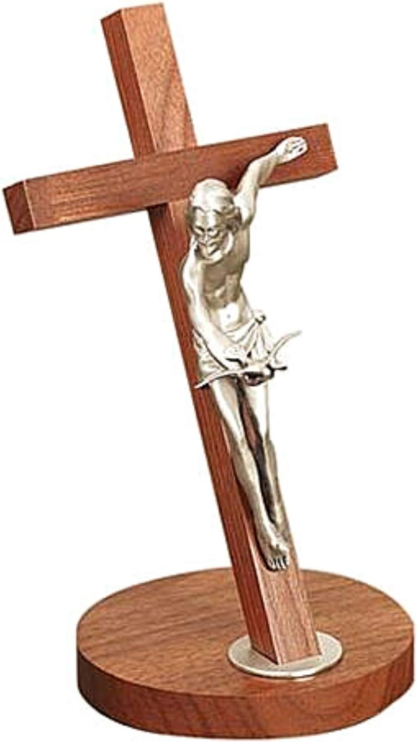 Needzo Cross Decoration for Home, Wooden Gift of The Spirit Catholic Crucifix for Wall Hanging or Tabletop Decor, 11 Inches