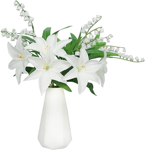 Miniatura 5 de Tinsow 20 ramos de boda artificiales de lirio de valle, flores de imitación de campana, orquídeas, flores de mayo para el hogar, jardín, boda y